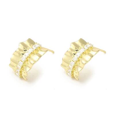 Brass Micro Pave Cubic Zirconia Studs Earrings Findings