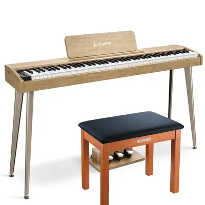 Donner DDP-60 Semi-Weighted Digital Piano - Natural / Piano+Wooden Bench