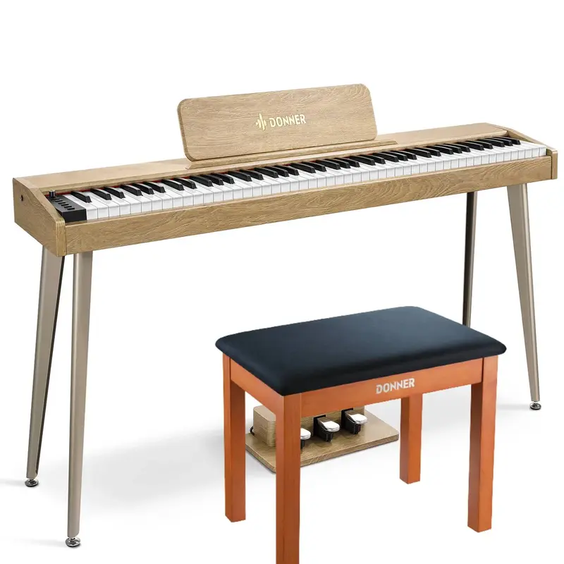 Donner DDP-60 Semi-Weighted Digital Piano - Natural / Piano+Wooden Bench