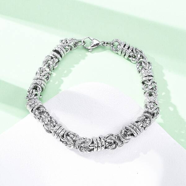 304 Stainless Steel Byzantine Chain Bracelets for Women Men