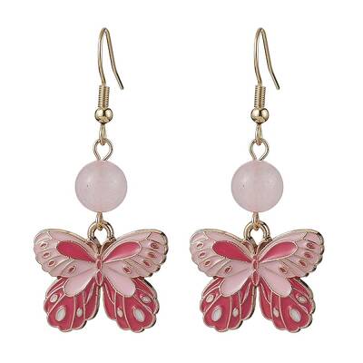 Alloy Enamel Butterfly Dangle Earrings