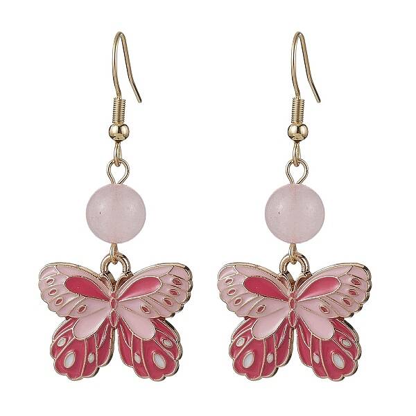 Alloy Enamel Butterfly Dangle Earrings