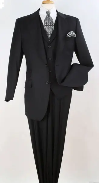 Apollo King Men's 3pc 100% Wool Peak Lapel Suit Stylish and Fashionable
