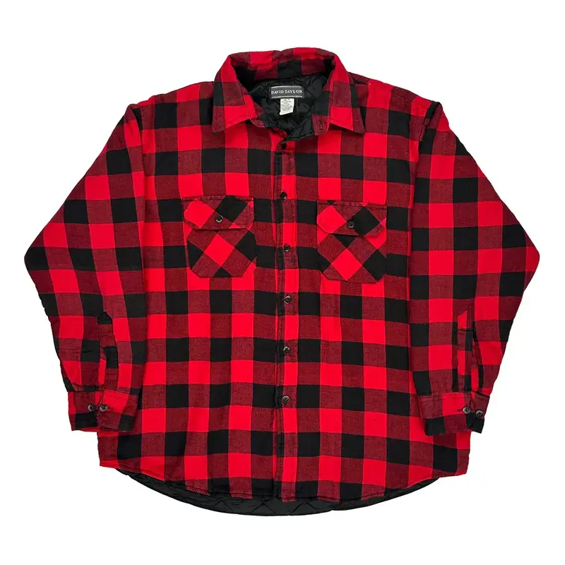 Plaid Pattern David Taylor Checked Shirt - XL Black Cotton