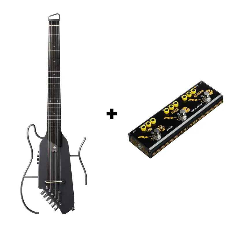 Donner HUSH™ I Acoustic-Electric Travel Guitar - Maple Black / Guitar+Triple Threat