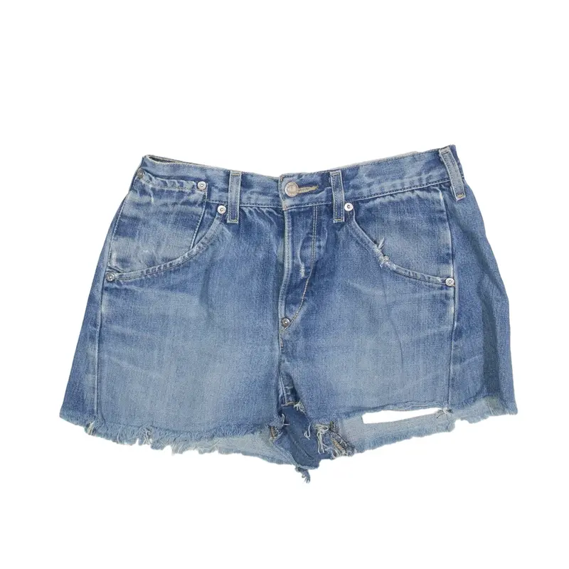 LEVI'S Raw Hem Denim Shorts Blue Regular Womens M W28