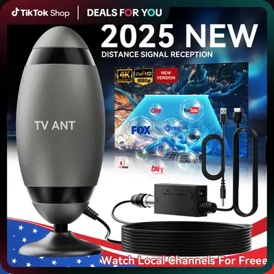 TV Antenna Digital for Smart TV HD Antena Indoor 4K Digital TV Antenna 360° Signal Amplified Strong Magnetic Base Indoor TV ...