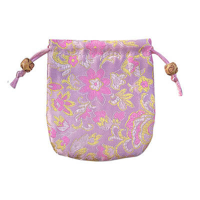 Chinese Style Flower Pattern Satin Jewelry Packing Pouches