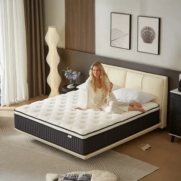 12 Inch Queen Mattress, Spring Hybrid Mattress, In-a-Box, Memory Foam, Pocket Spring Mattress, Pressure Relief, Medium Firm S...