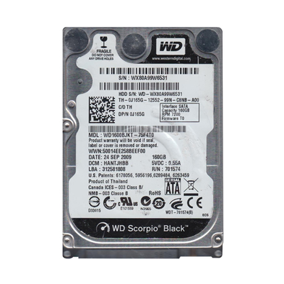 0J165G Dell 160GB 7200RPM SATA 3Gb/s 16MB Cache 2.5-Inch Hard Drive