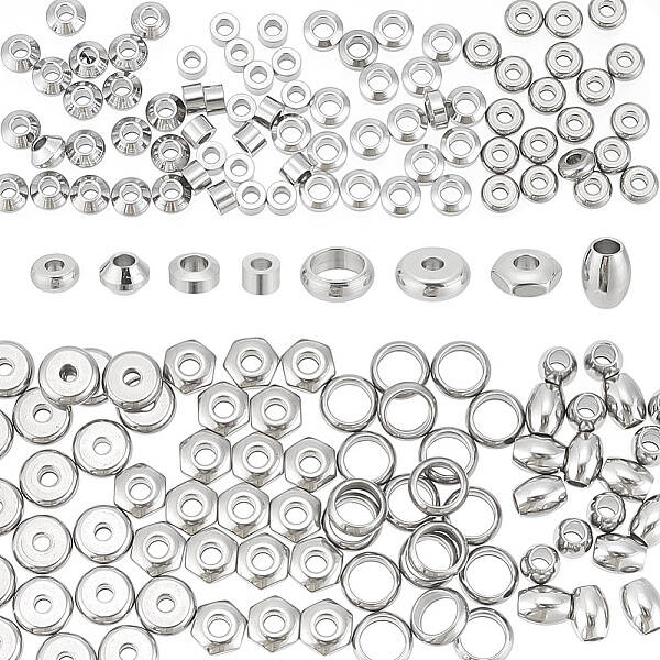 160Pcs 8 Styles 304 Stainless Steel Spacer Beads