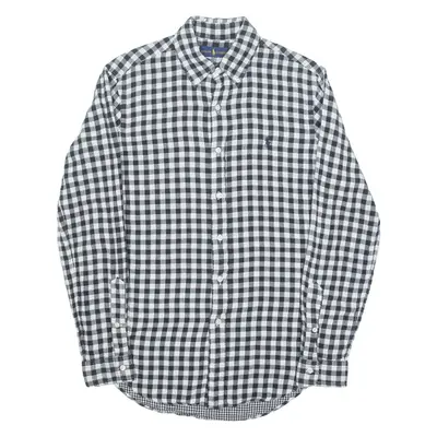 RALPH LAUREN Mens Flannel Shirt Black Gingham Long Sleeve S