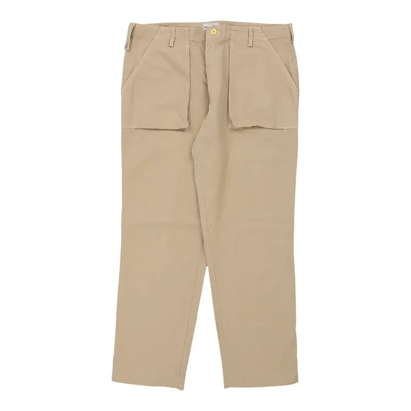 Cotton Belt Trousers - 38W 30L Beige Cotton