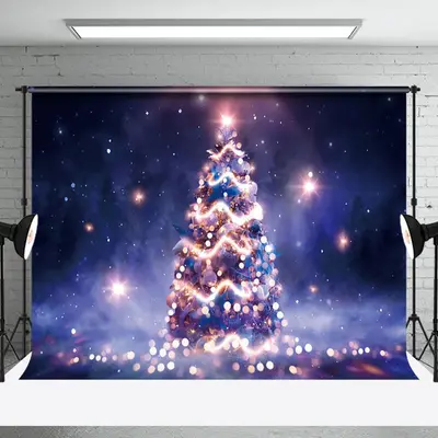 Aperturee Purple Fantasy Light Bokeh Night Xmas Tree Backdrop - Aperturee