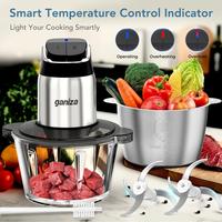 Ganiza Food Processor, 2-Speed Food Chopper Meat Grinder with 8 Cup Stainless Steel & 8 Cup Glass Bowls, Upgraded Button & Sm...