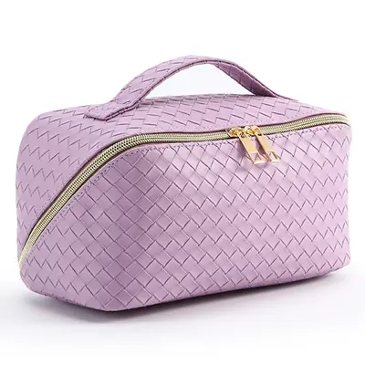 Women's Portable Travel Makeup Bag - Cute PU Leather Waterproof Cosmetic Bags with Large Capacity, Handle, Divider and Flat L...