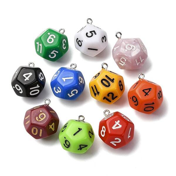 12 Facets Opaque Resin Pendants