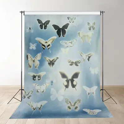 Butterflies Nostalgia Blue Bokeh Backdrop For Photo Booth - Aperturee