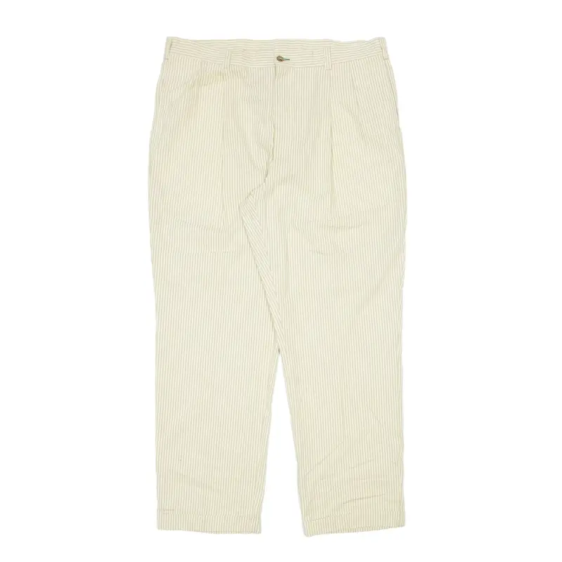 TOMMY HILFIGER Striped Chino Trousers Beige Regular Straight Mens W38 L30