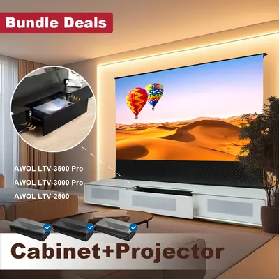Shore Ultra Short Throw Laser Projector Cabinet + AWOL VISION 3D RGB LTV Bundle(Pre-Assembled）