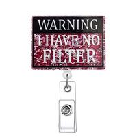 Warning I Have No Filter Design Badge Reel, 1 Count Retractable Badge Reel, Identification Badges & Supplies for Nurses, Doct...