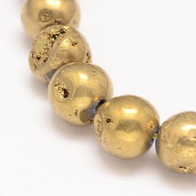 Round Electroplate Natural Quartz Crystal Bead Strands