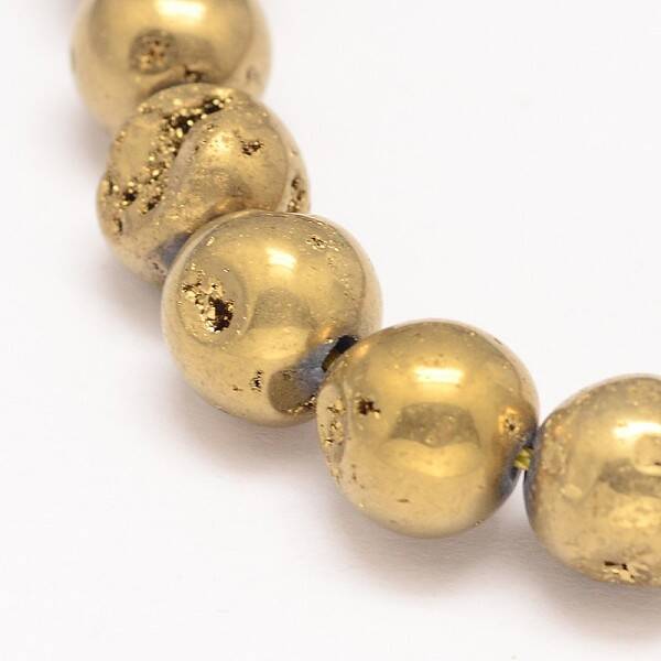 Round Electroplate Natural Quartz Crystal Bead Strands