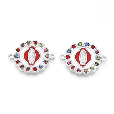 Alloy Rhinestone Enamel Connector Charms