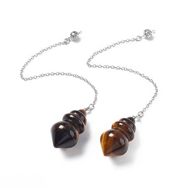 Natural Tiger Eye Pointed Dowsing Pendulums