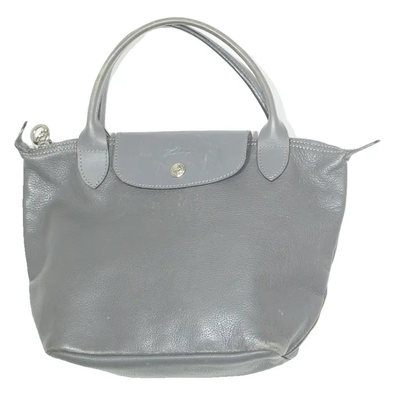 LONGCHAMP Womens Handbag Grey Leather
