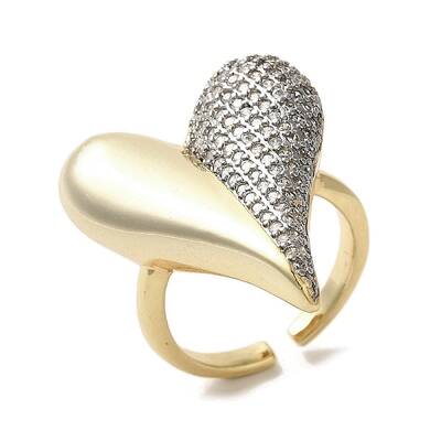 Brass Micro Pave Cubic Zirconia Cuff Rings for Women