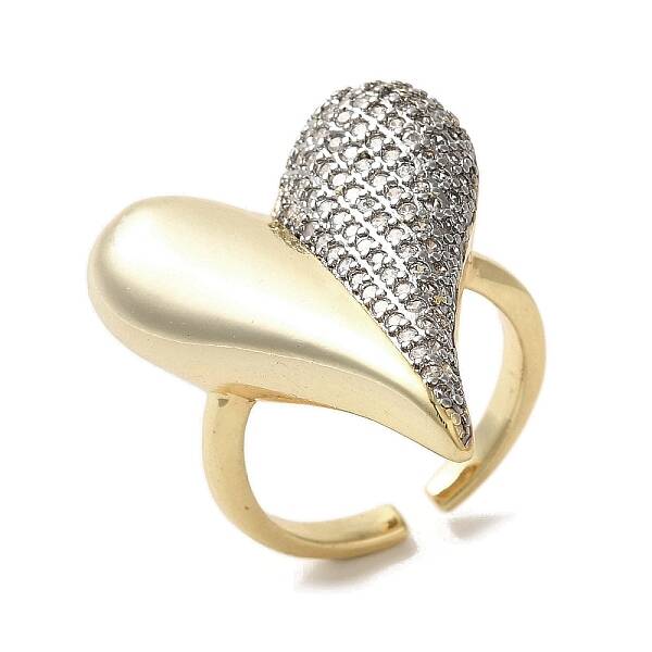 Brass Micro Pave Cubic Zirconia Cuff Rings for Women