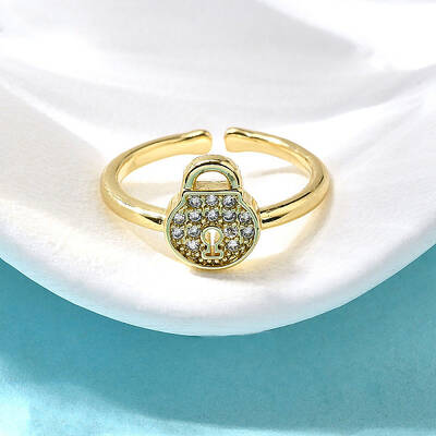 Brass Micro Pave Clear Cubic Zirconia Cuff Rings for Women