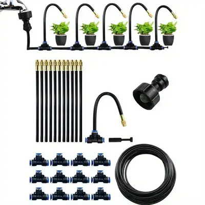 Drip Irrigation Kit, Automatic Watering System with Rotating Brass Spray Head, Garden Sprinkling Tool for Balcony, Rainforest...