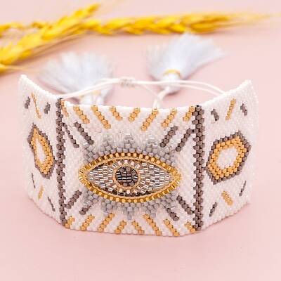 Friendship Eye Loom Pattern Seed Beads Bracelets for Women