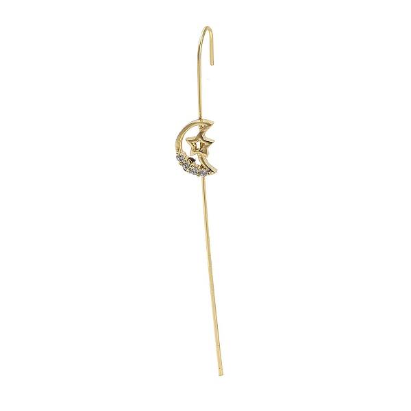 Brass Crystal Rhinestone Ear Wrap Crawler Hook Earrings for Women