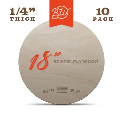 Birch Plywood 10 Pack 18 Inch Round Wooden Decor for Hanging Wall, Door, and Gift Ornaments Made in the USA