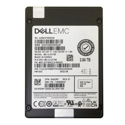 H62RF Dell 3.84TB Triple-Level Cell SAS 24Gb/s Read Intensive 2.5-Inch Solid State Drive for 14g 15g 16g PowerEdge Server