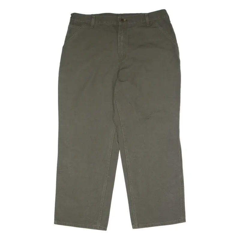 CARHARTT Dungaree Fit Carpenter Mens Canvas Trousers Grey Straight W40 L30