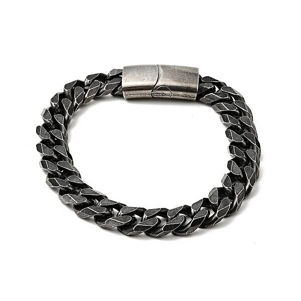 304 Stainless Steel Curb Chain Bracelet with Magnetic Clasp for Men Women