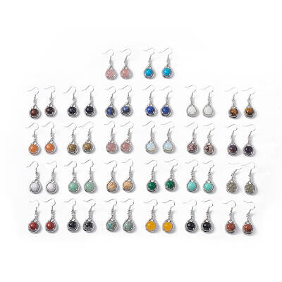 Gemstone Teardrop Dangle Earrings with Crystal Rhinestone