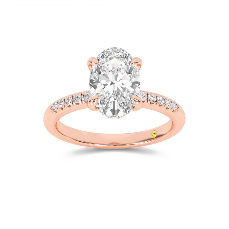 Aurelia Quarter Coverage Hidden Halo Oval Lab Grown Diamond Engagement Ring | 18K Rose Gold 2 7/8 CT. TW.