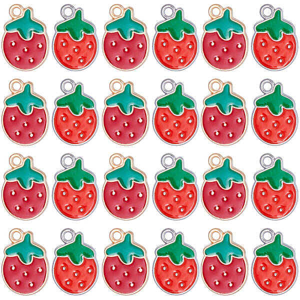 60Pcs 2 Styles Alloy Enamel Pendants