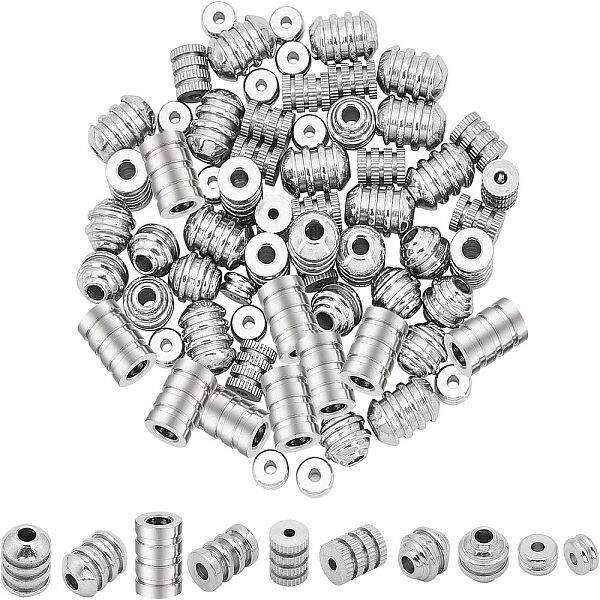 90Pcs 5 Style 304 Stainless Steel Beads