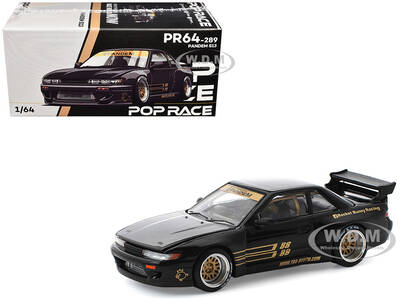 Pandem S13 RHD (Right Hand Drive) Black with Gold Accents 1/64 Diecast Model Car by Pop Race