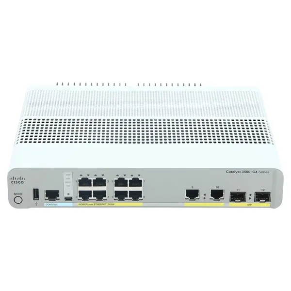 Cisco WS-C3560CX-8PCS-RF | Catalyst 3560-CX Series 3560CX-8PC 8 x RJ-45 Ports PoE+ 10/100/1000Base-T + 2 x SFP Ports + 2 x Co...