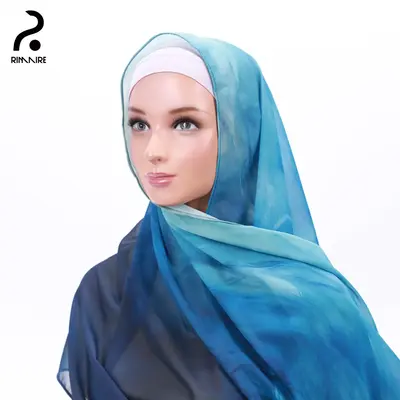 RIMAIRE Women Muslim watercolor  hijab Premium Chiffon Hijab for Girls Breathable Headscarves Ladies Casual Shawl Wraps Summe...