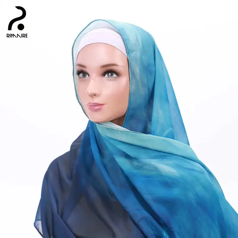 RIMAIRE Women Muslim watercolor  hijab Premium Chiffon Hijab for Girls Breathable Headscarves Ladies Casual Shawl Wraps Summe...