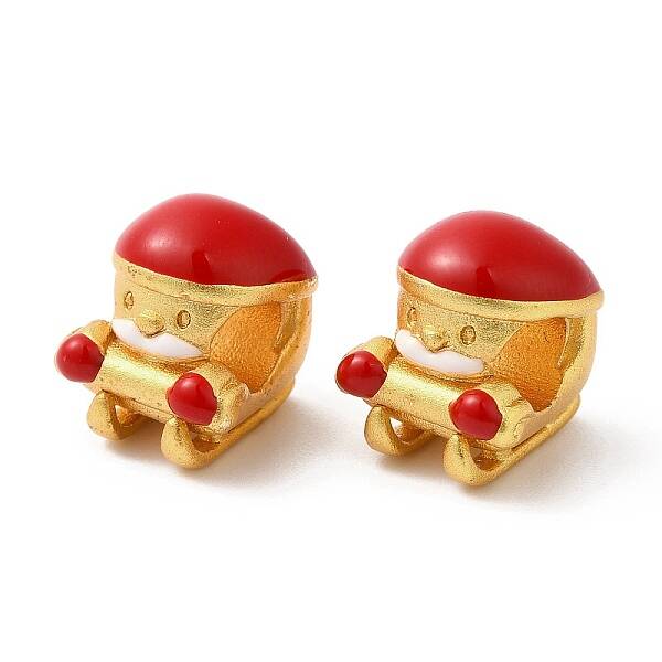 Christmas Rack Plating Brass Enamel European Beads