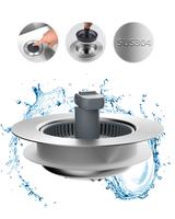 Upgraded 3 in 1 Kitchen Sink Drain Strainer and Stopper Combo, Stainless Steel Metal Pop Up Sink Stopper, Anti-Clogging Baske...